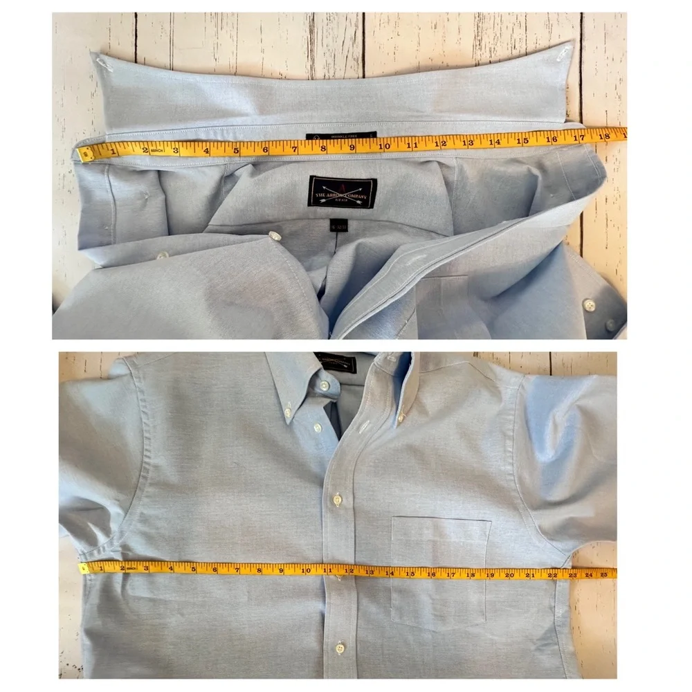 NWT The Narrow Company Wrinkle Free Oxford 16. 32/33 Men’s Shirt Light Blue - Picture 5 of 8